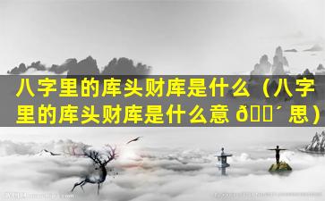 八字里的库头财库是什么（八字里的库头财库是什么意 🐴 思）